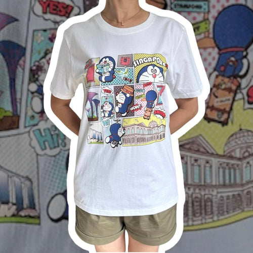 Doraemon Singapore Collection: T-shirt (Comic Strip, White) - Leyouki